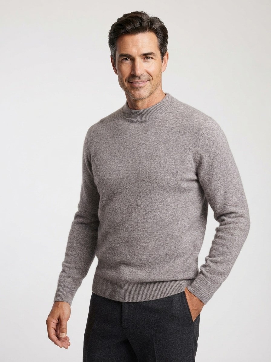 Pullover, Reines Kaschmir, mittelgrau meliert