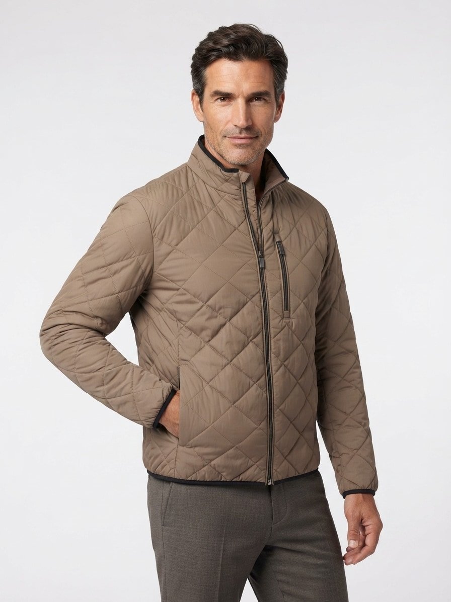 Steppblouson, Mikrofaser wasserabweisend, beige