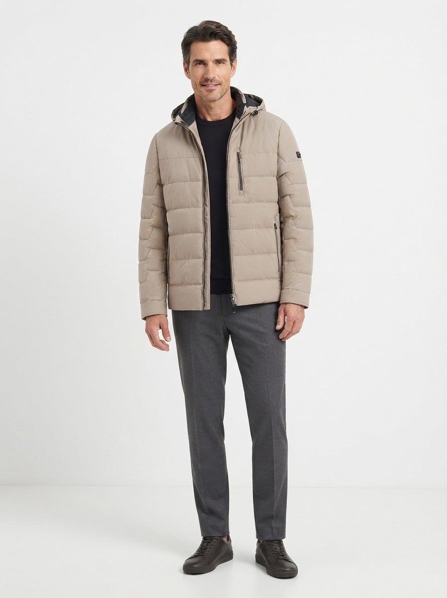 Steppjacke, Mikrofaser wasserabweisend, beige