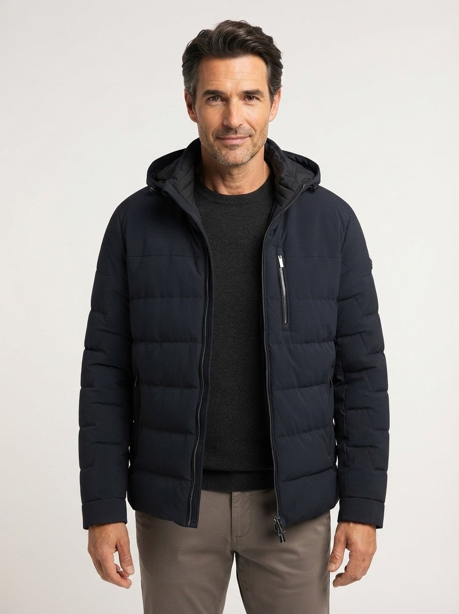 Steppjacke, Mikrofaser wasserabweisend, marine