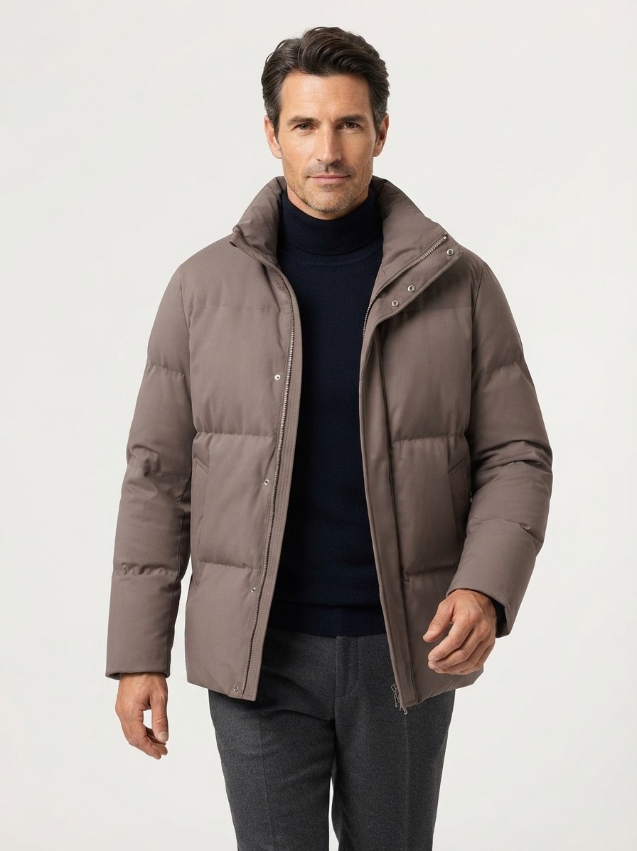 Daunenparka, Mikrofaser wasserabweisend, beige