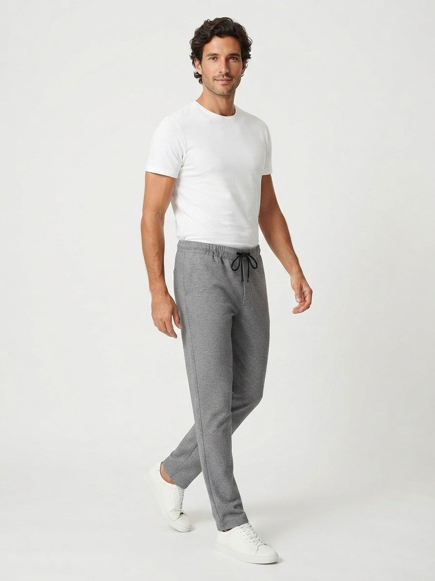 New Jersey, Luis, Relaxed Fit, Material-Mix, hellgrau meliert