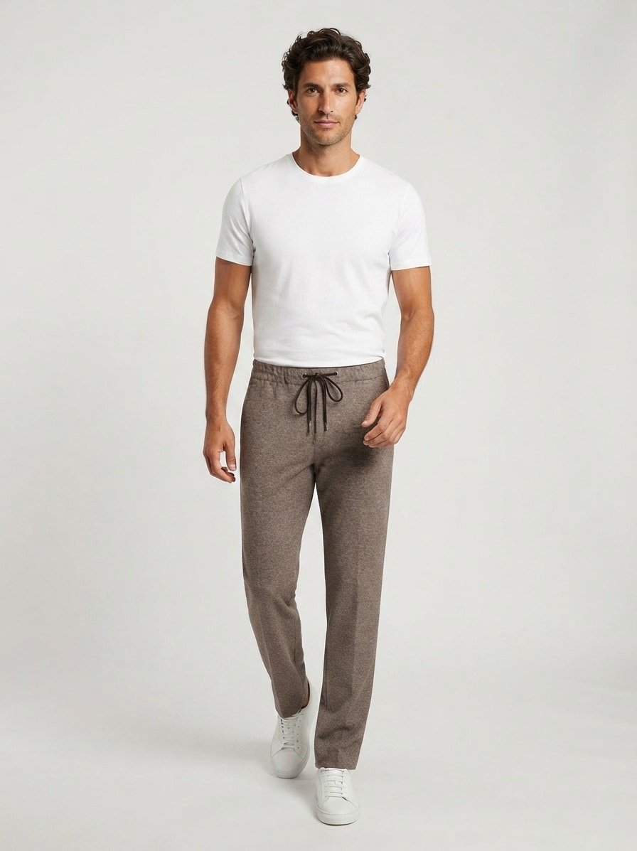 New Jersey, Luis, Relaxed Fit, Material-Mix, hellbraun meliert
