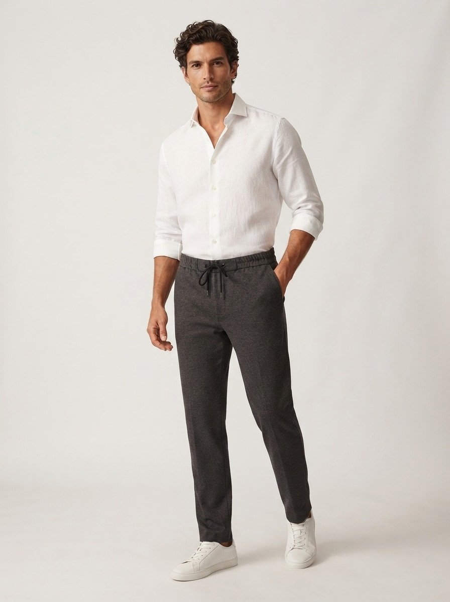 New Jersey, Luis, Relaxed Fit, Material-Mix, dunkelbraun meliert