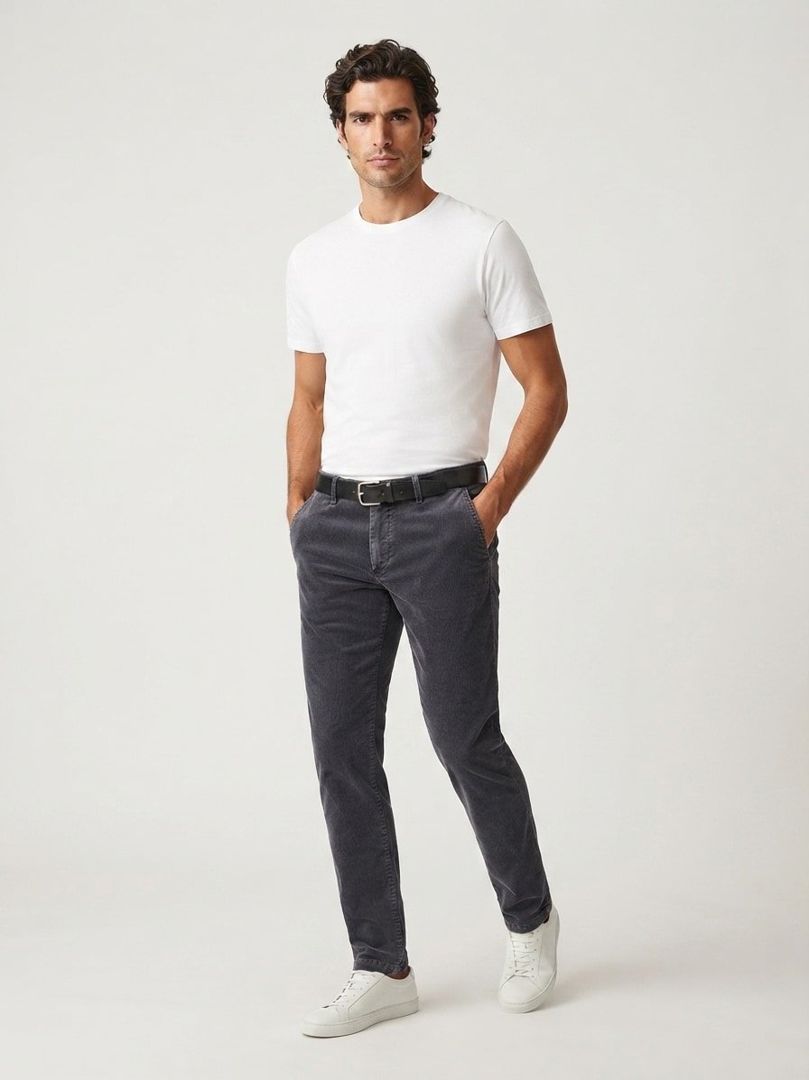 Cord, Lou, Regular Fit, Baumwolle-Tencel™, dunkelgrau