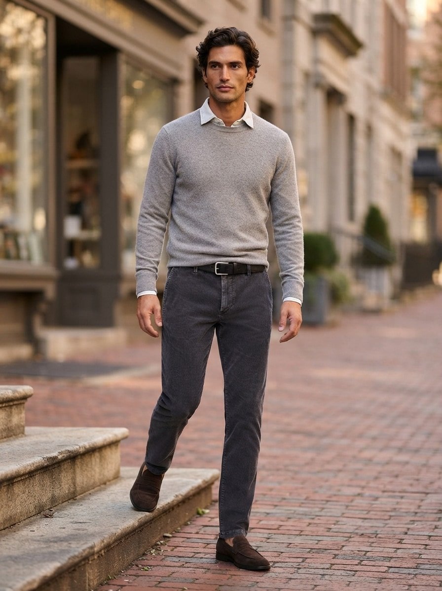 Cord, Lou, Regular Fit, Baumwolle-Tencel™, dunkelgrau