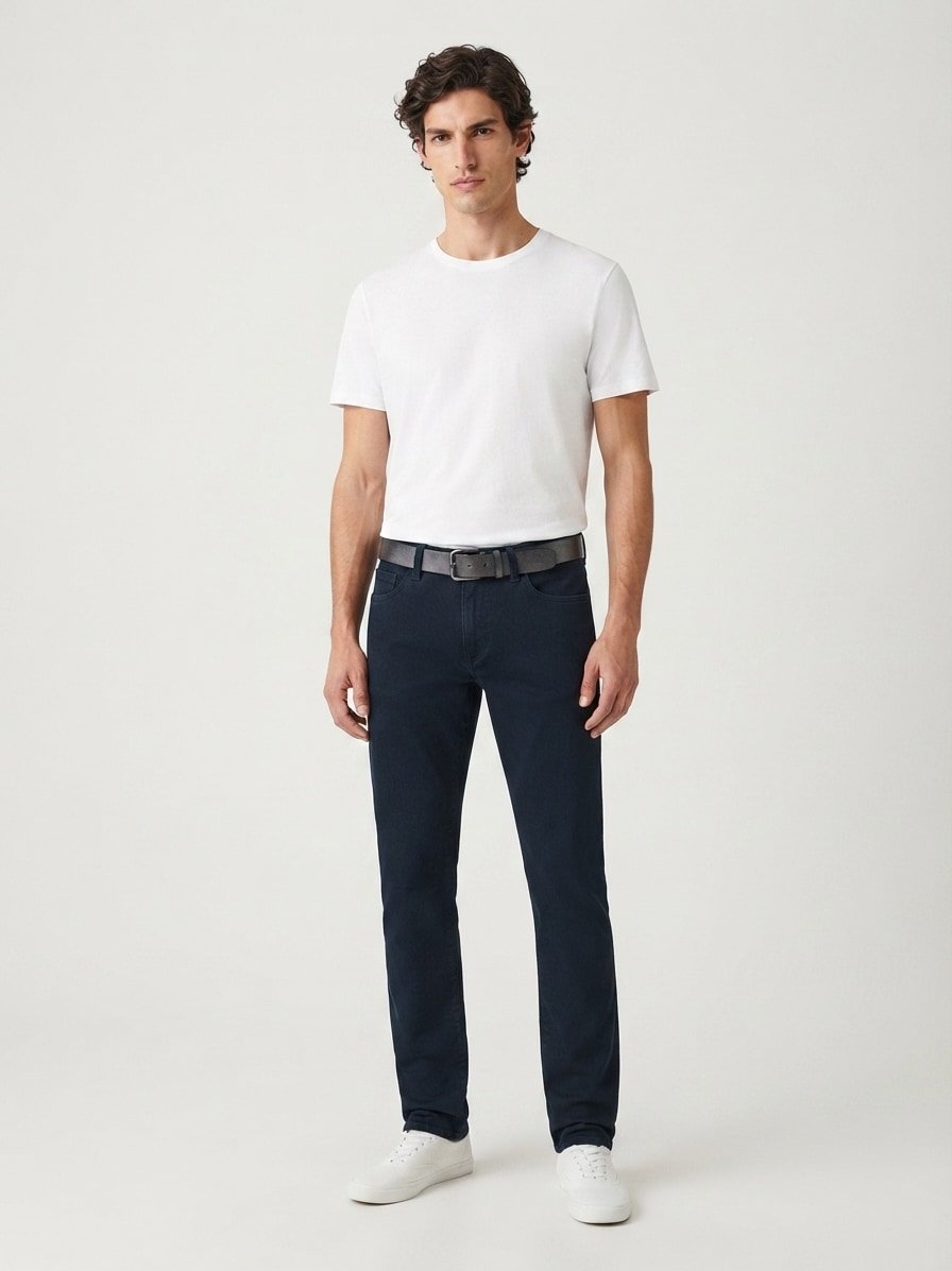 Diamond Brushed Cotton, Pipe, Regular Fit, Baumwoll-Stretch, dunkelblau
