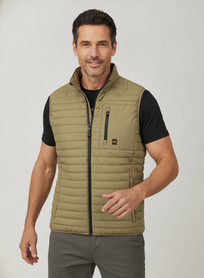 Steppweste, Mikrofaser wasserabweisend, khaki