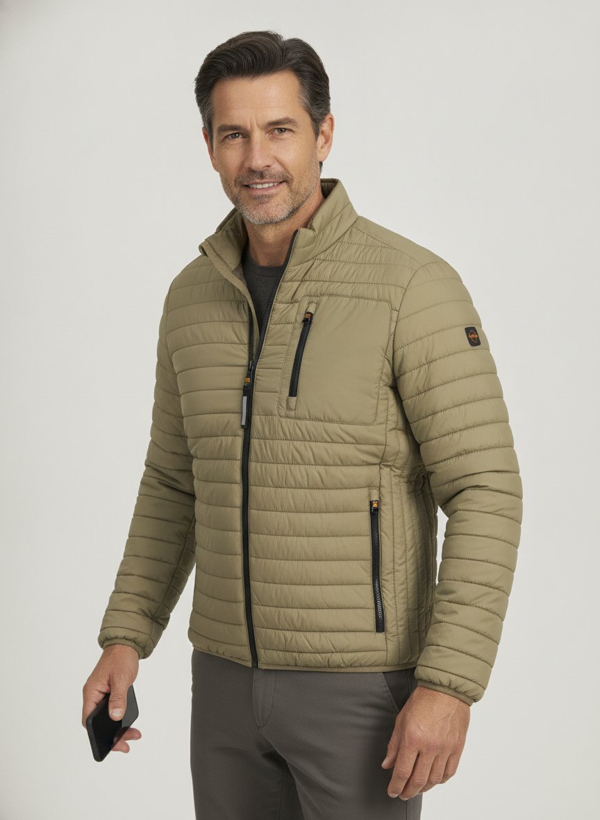 Steppjacke, Mikrofaser wasserabweisend, khaki