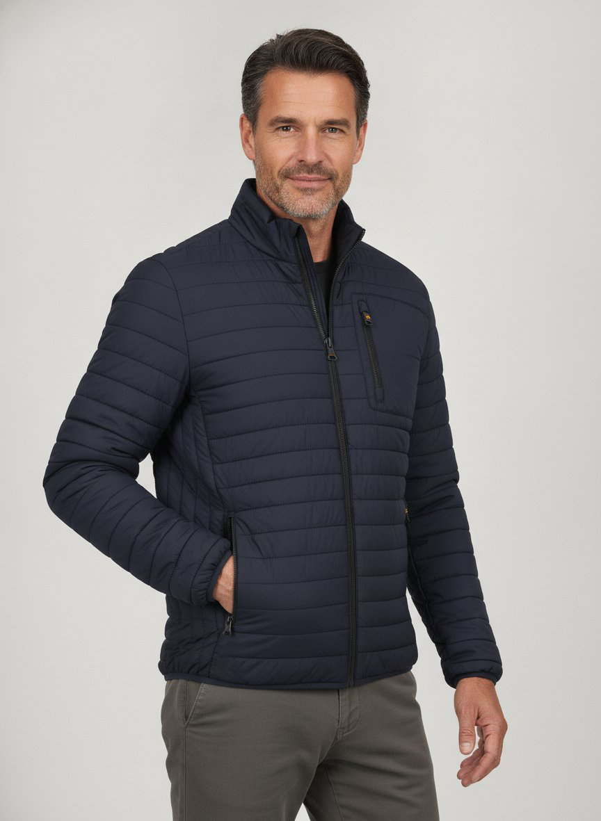 Steppjacke, Mikrofaser wasserabweisend, dunkelblau