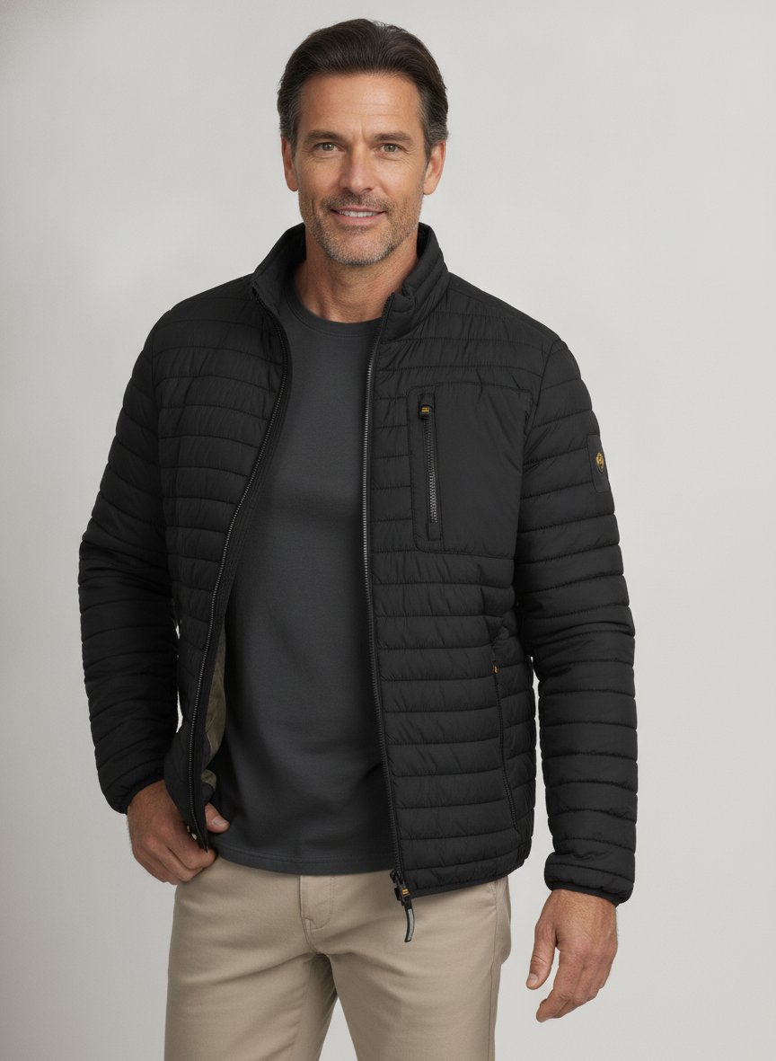 Steppjacke, Mikrofaser wasserabweisend, schwarz