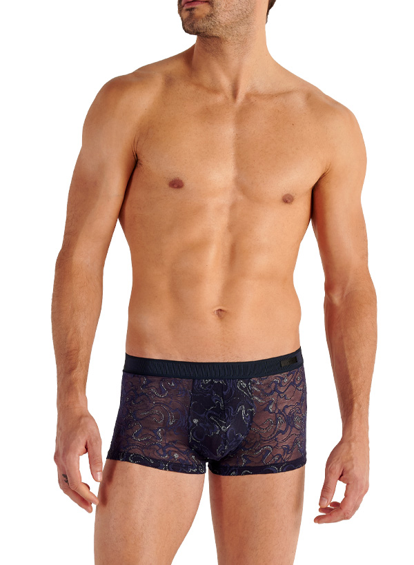 Trunk, Mikrofaser-Stretch, navy gemustert