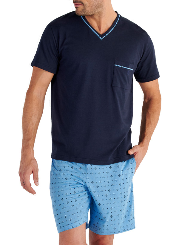 Pyjama Alan, Baumwoll-Jersey, blau gemustert