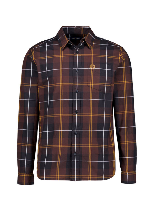 Fred Perry Herren Hemd braun Baumwolle kariert