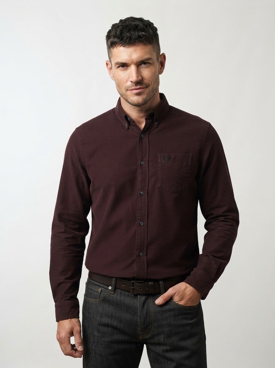 Hemd, Cord, Button-Down, Brusttasche, dunkelblau