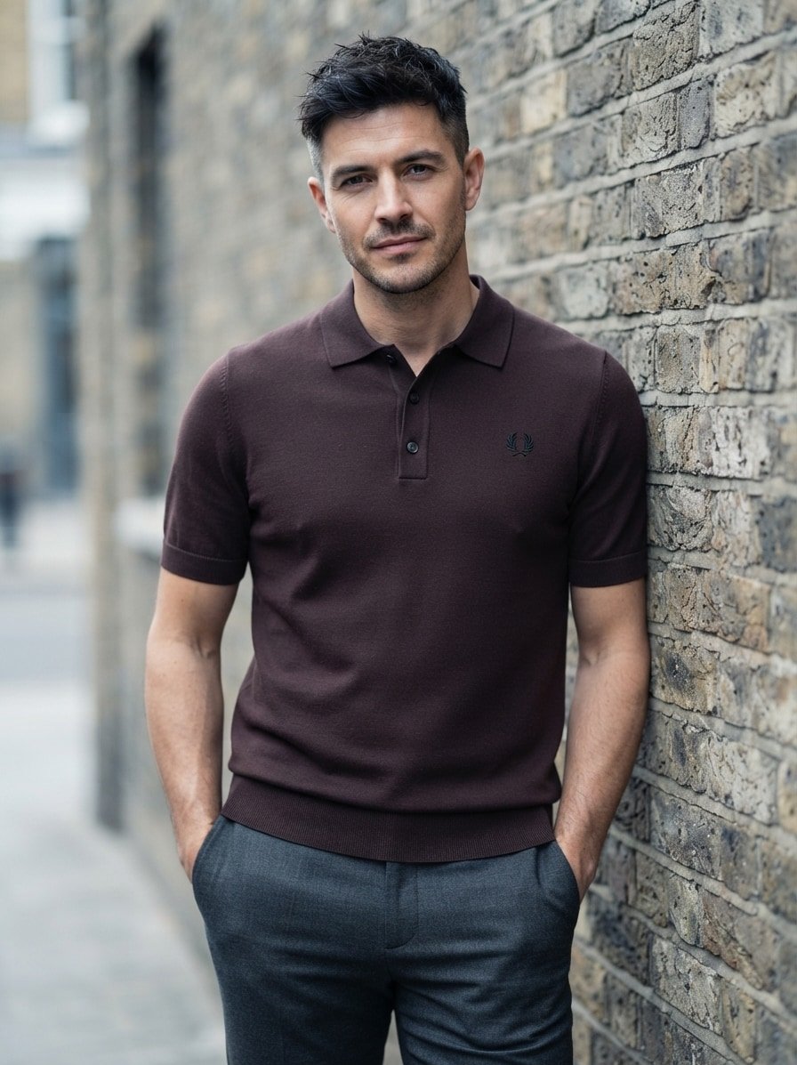Polo-Shirt, Baumwoll-Strick, braun