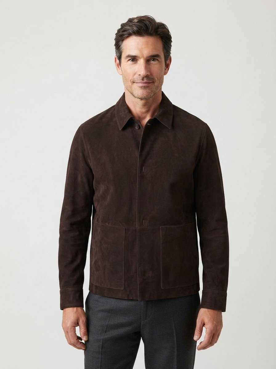 Lederjacke, Ziegenvelours, brown