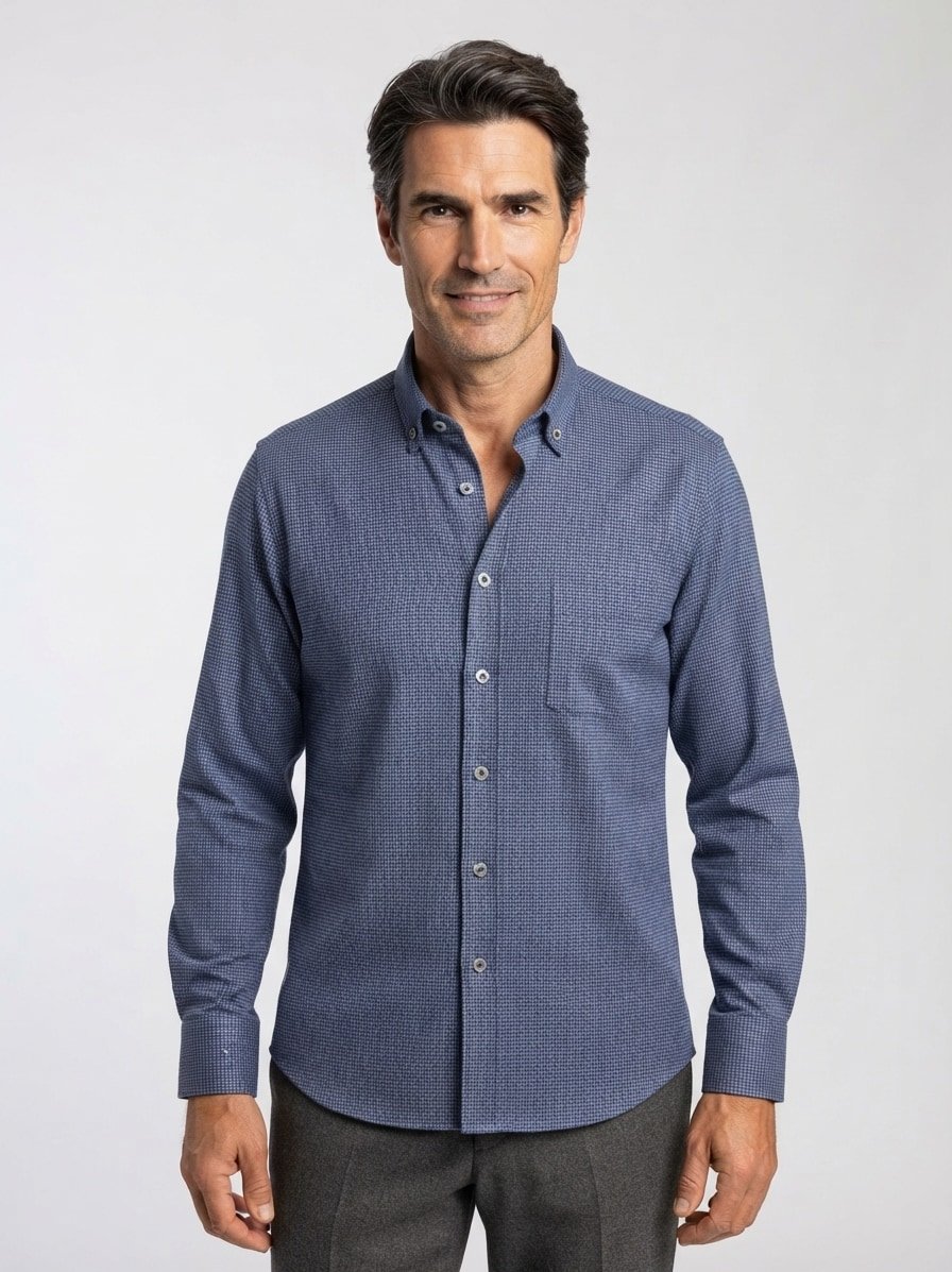 Hemd vL-Roy-TFK, Tailor, Flanell, Button-Down, Brusttasche, navy kariert