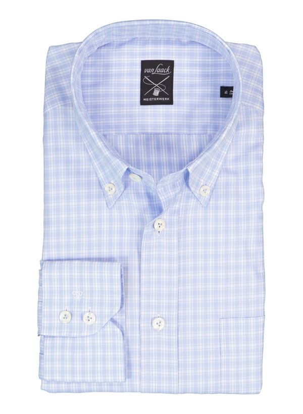 Hemd vL-Ralon-CFN, Comfort, Popeline, Button-Down, Brusttasche, blau kariert