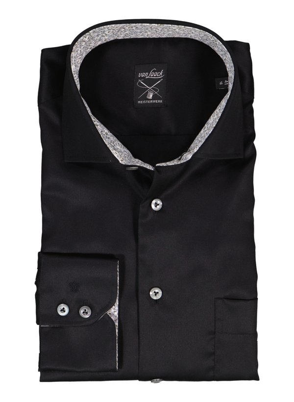 Hemd vL-Rivara-CF05N, Comfort, Twill, Kent, Brusttasche, schwarz