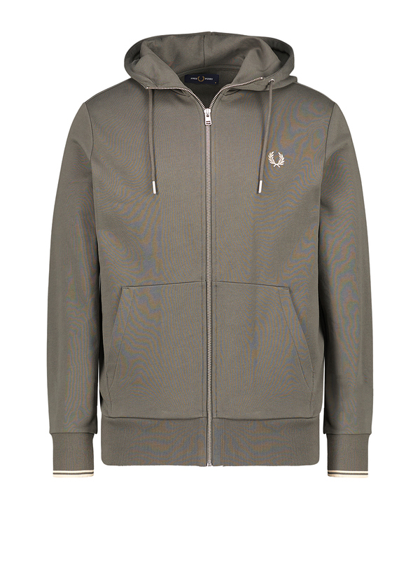 Fred Perry Herren Sweatjacke grün Baumwolle unifarben