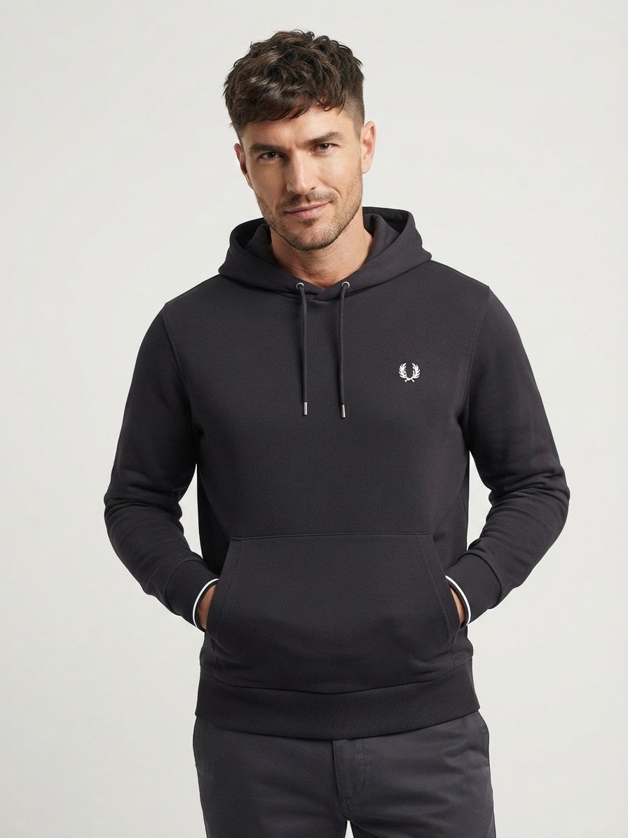 Hoodie, Baumwolle, schwarz