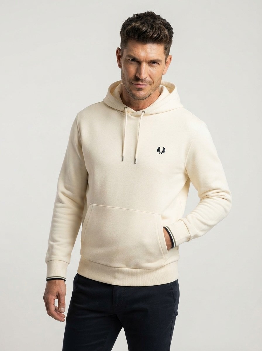 Hoodie, Baumwolle, ecru