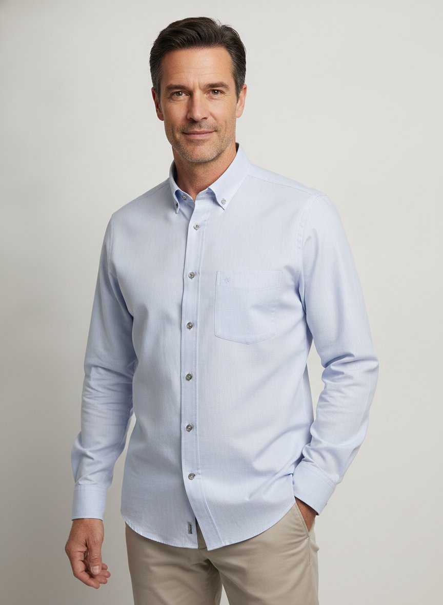 Hemd vL-Roy-LPTFK, Tailor, Baumwolle-Lyocell, Button-Down, Extra langer Arm, Brusttasche, blau