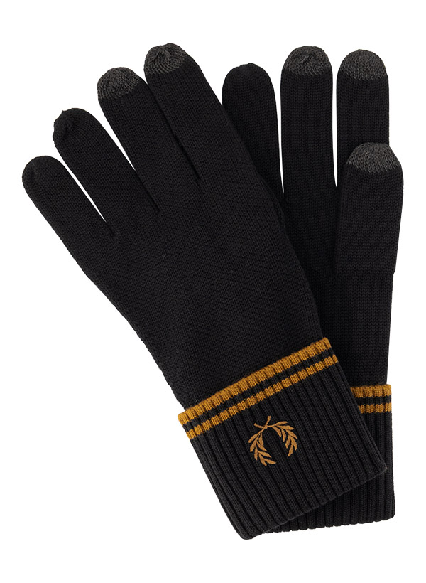 Handschuhe, Wolle-Baumwolle, black-caramel