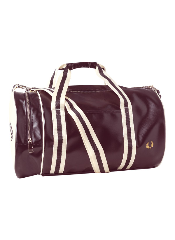 Sporttasche, Kunstleder, dunkelbraun-ecru