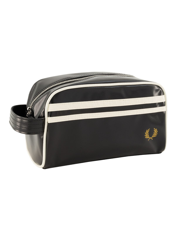 Waschbag, Kunstleder, schwarz-offwithe