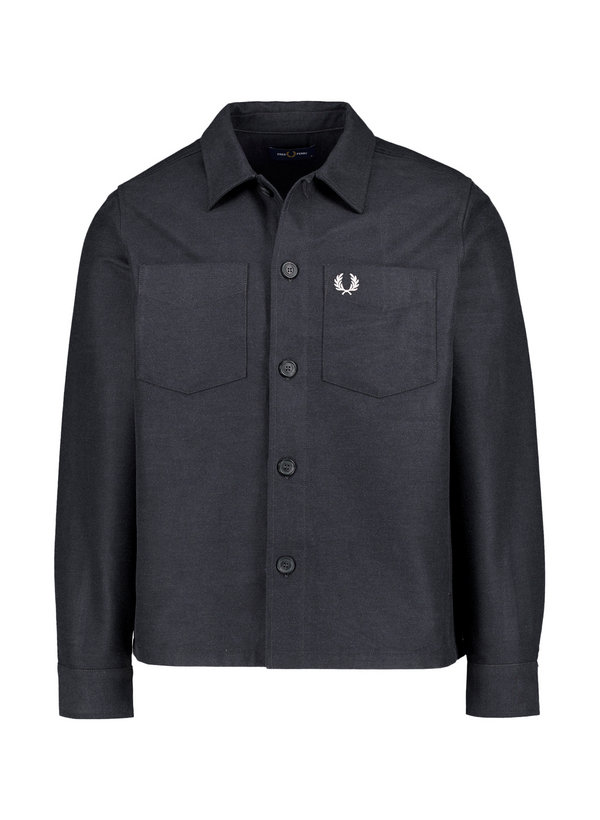 Fred Perry Herren Overshirt schwarz Flanell