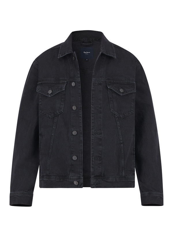 Jeansjacke, Baumwolle, schwarz