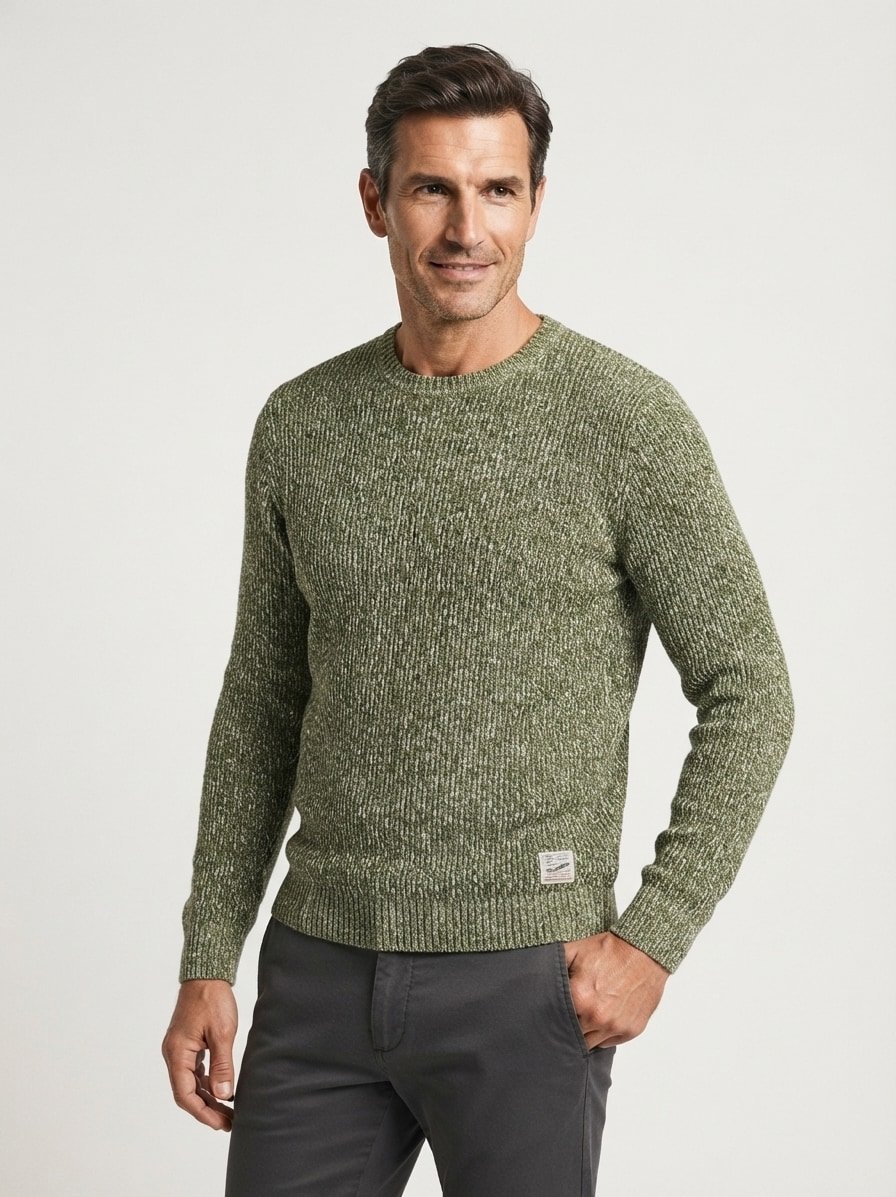 Pullover, Baumwolle, olivgrün
