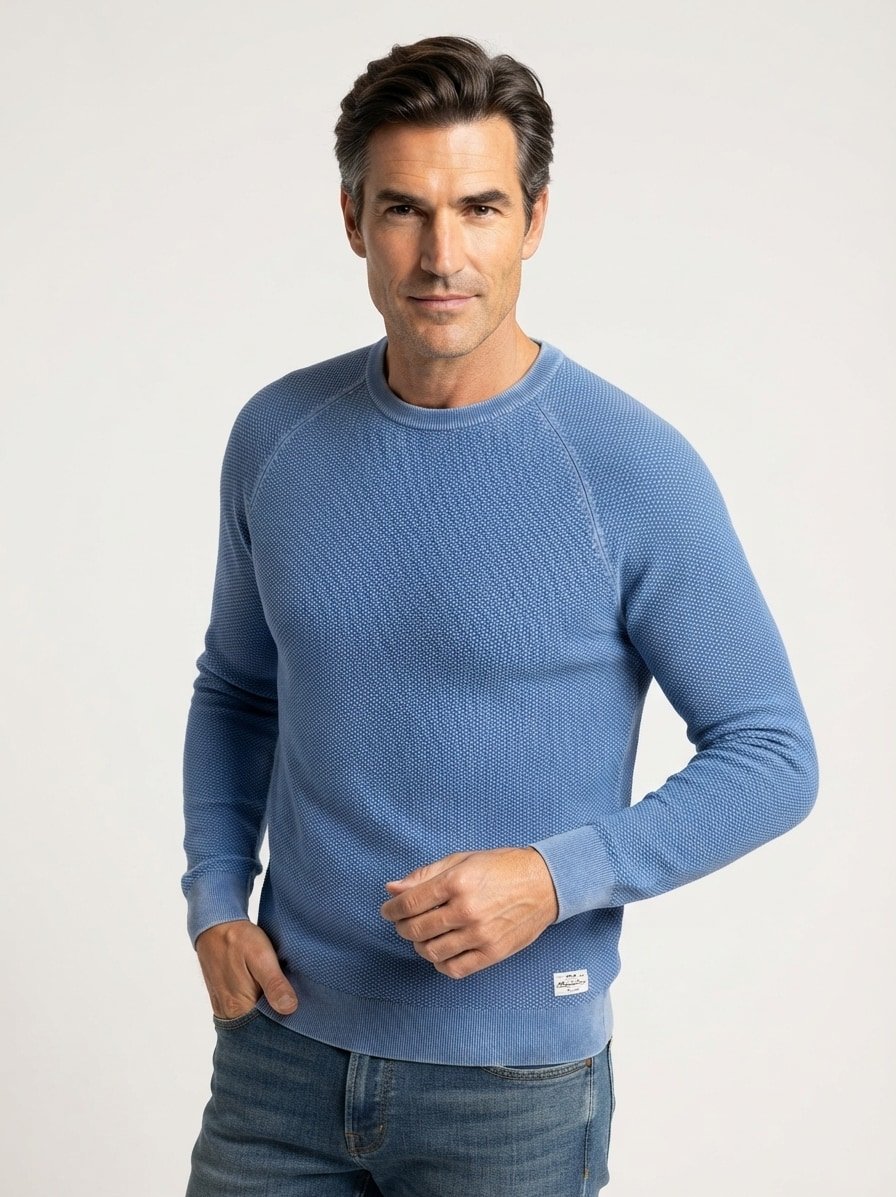 Pullover, Baumwolle, blau
