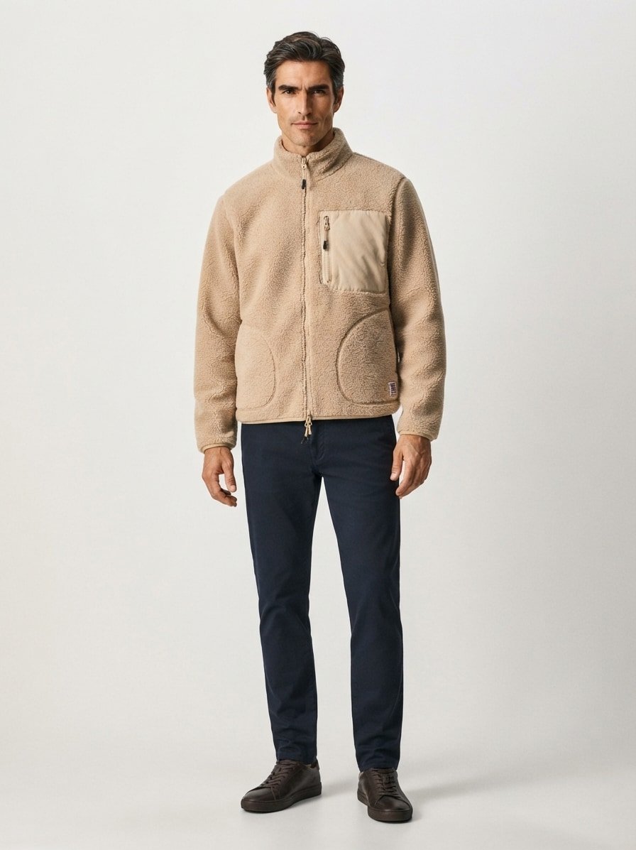 Jacke, Webpelz, beige