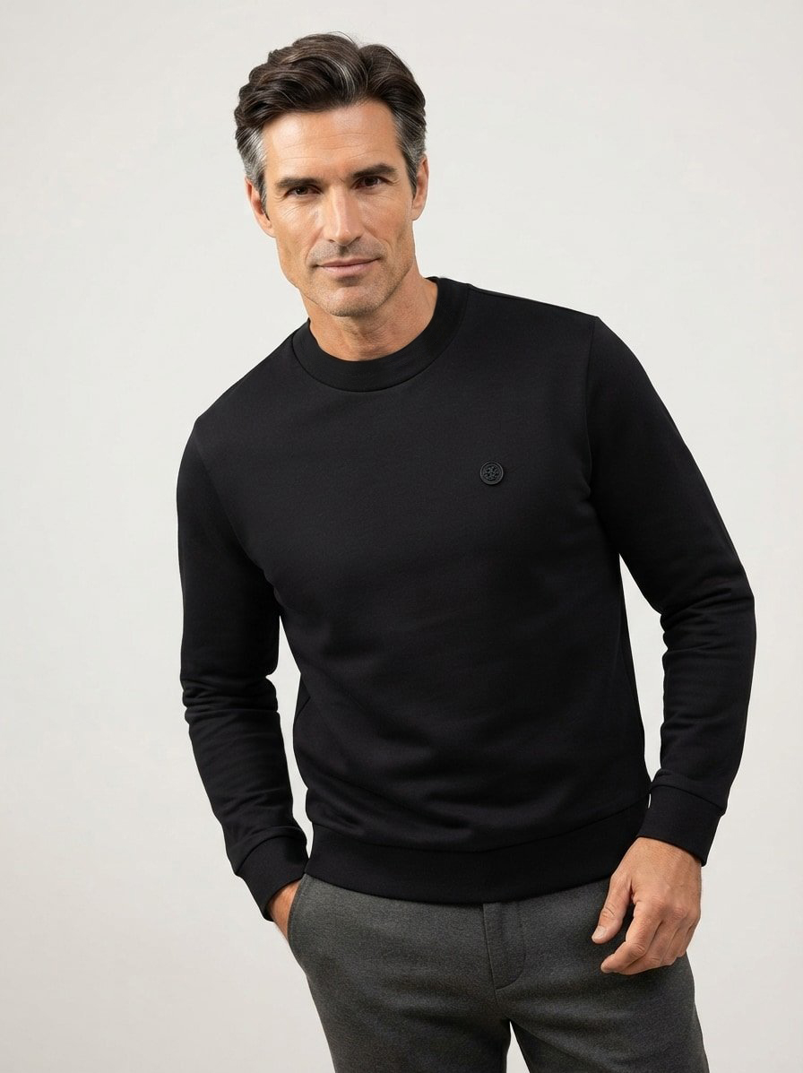Sweatshirt Sharpe, Baumwolle, schwarz