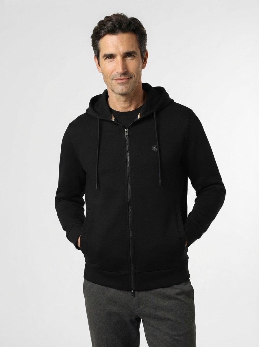 Sweatjacke Spence, Baumwolle, schwarz