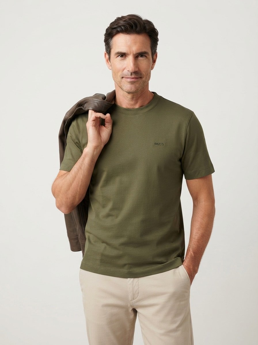 T-Shirt Thompson, Regular Fit, Baumwolle, dunkelgrün