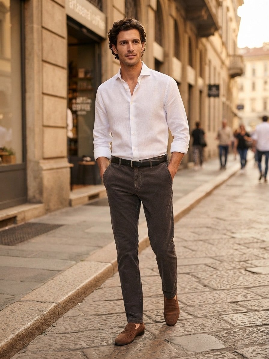 Cord, Lou, Regular Fit, Baumwolle-Tencel™, military