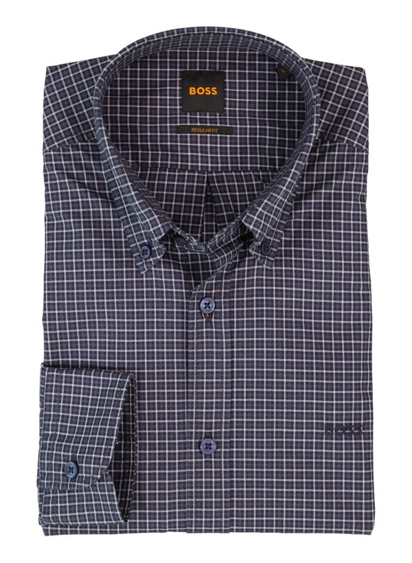 Hemd Rickert, Regular, Baumwoll-Stretch, Button-Down, dunkelblau kariert