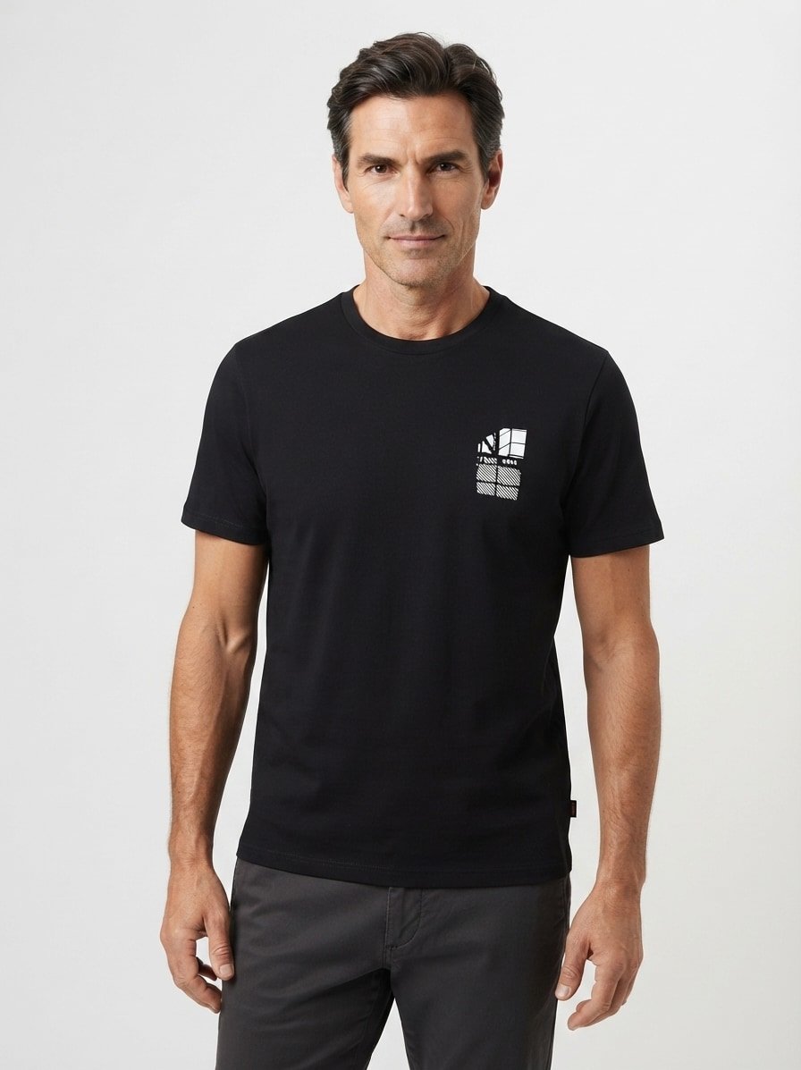 T-Shirt Blueprint, Baumwolle, schwarz