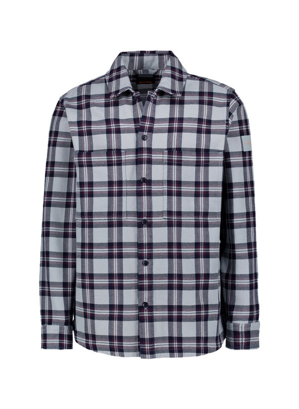 Overshirt Locky, Baumwolle, grau-bordeaux kariert