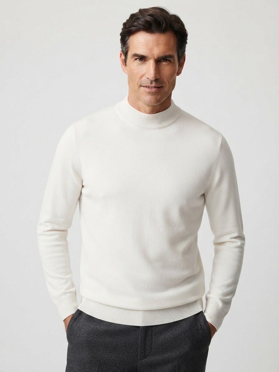 Stehkragen Pullover San Marc,Viscose, ecru