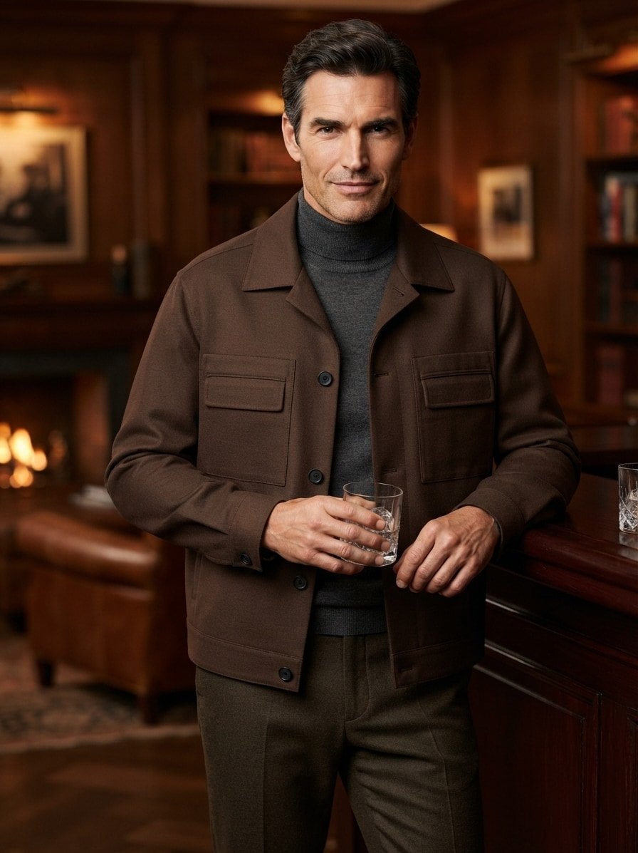 Overshirt Juliano, Modern Fit, Performence-Stretch, braun