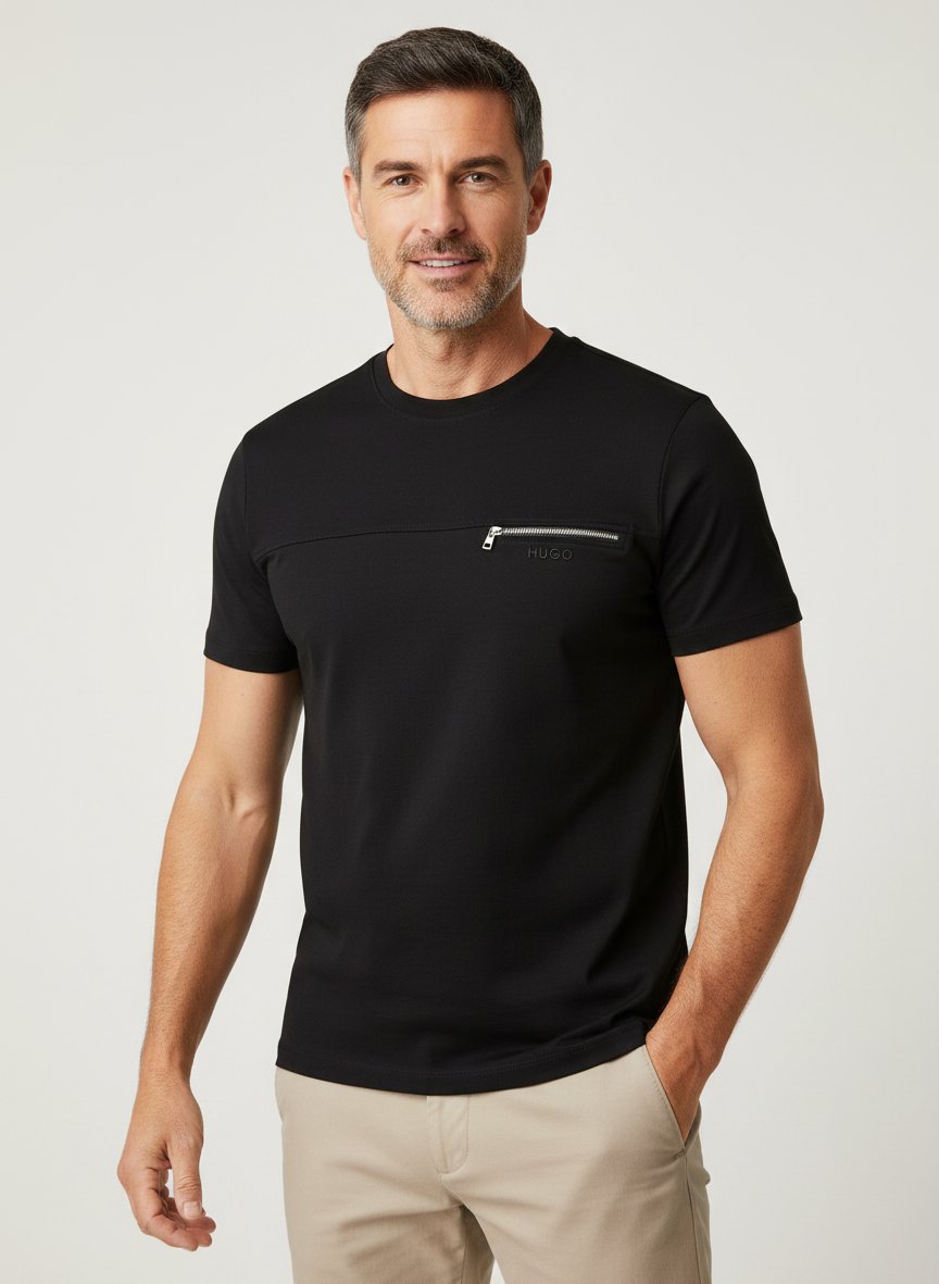 T-Shirt Derenn, Baumwolle, schwarz