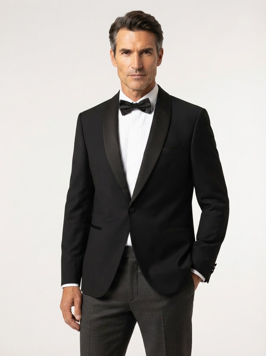Smoking-Sakko Arti, Extra Slim Fit, Schurwoll-Stretch, schwarz