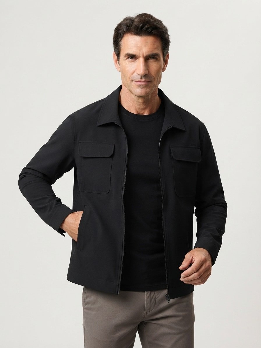 Overshirt DiNew Taylor, Jersey, schwarz