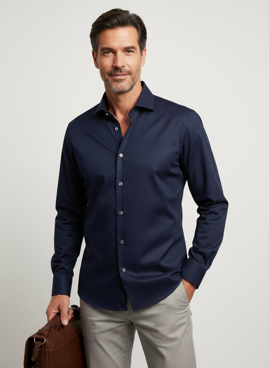 Hemd vL-Reso-SFN, Slim, Twill, Hai, navy