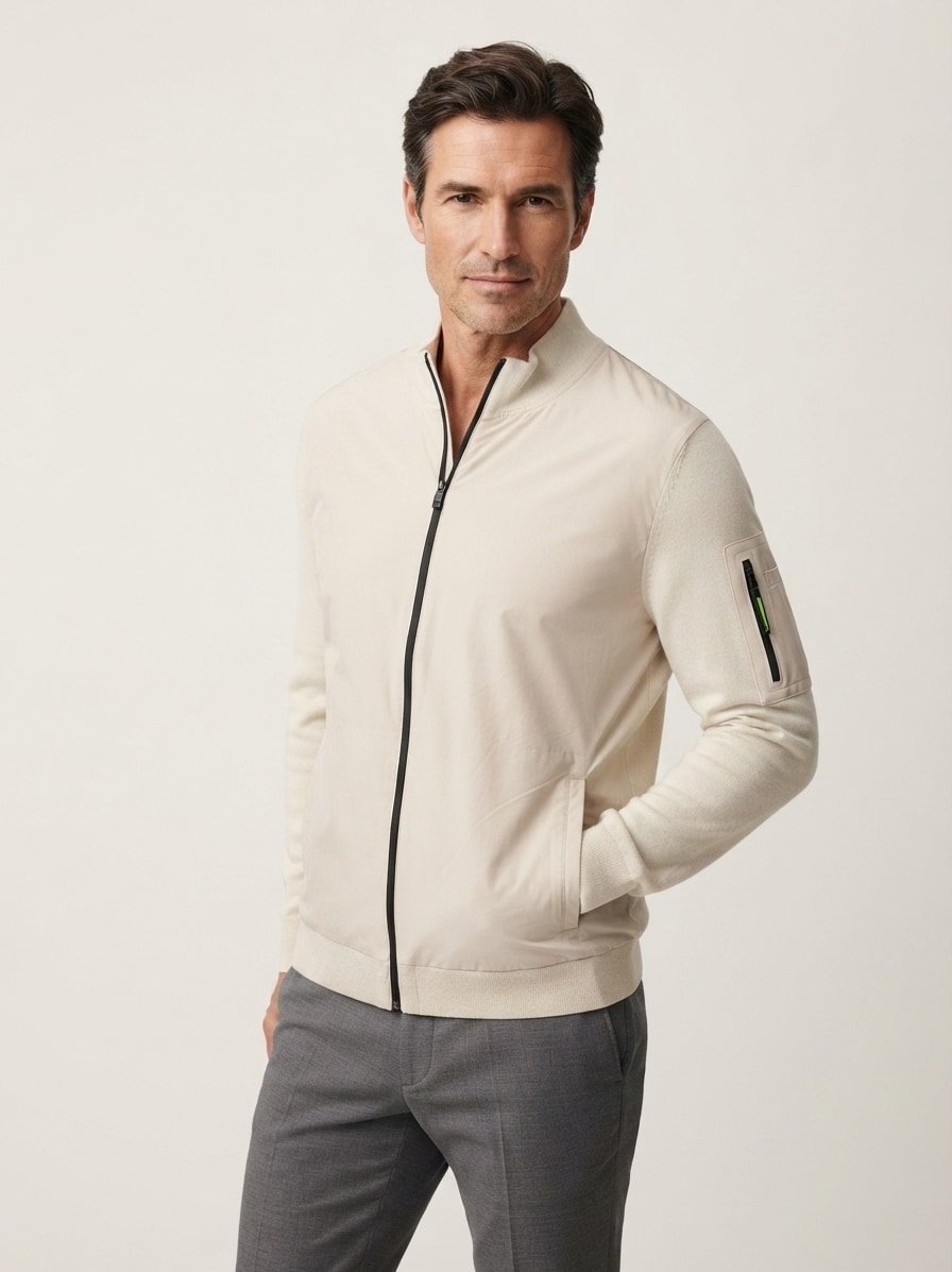 Sweatjacke Momentum, Merinowolle-Mikrofaser, beige